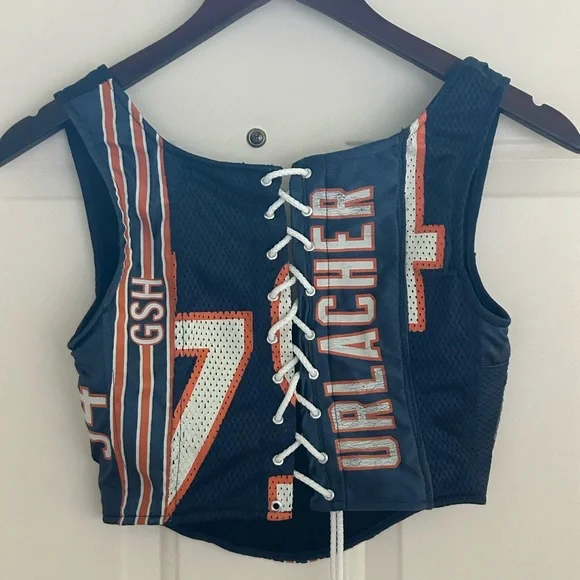Frankie Collective - Chicago Bears Blue and Orange Reworked Lace-Up Corset Top - Picture 2 of 3